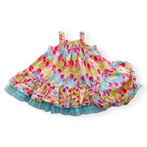 Cherokee Baby Girls Pink, Blue & Yellow Sleeveless Dress Size 12 Months